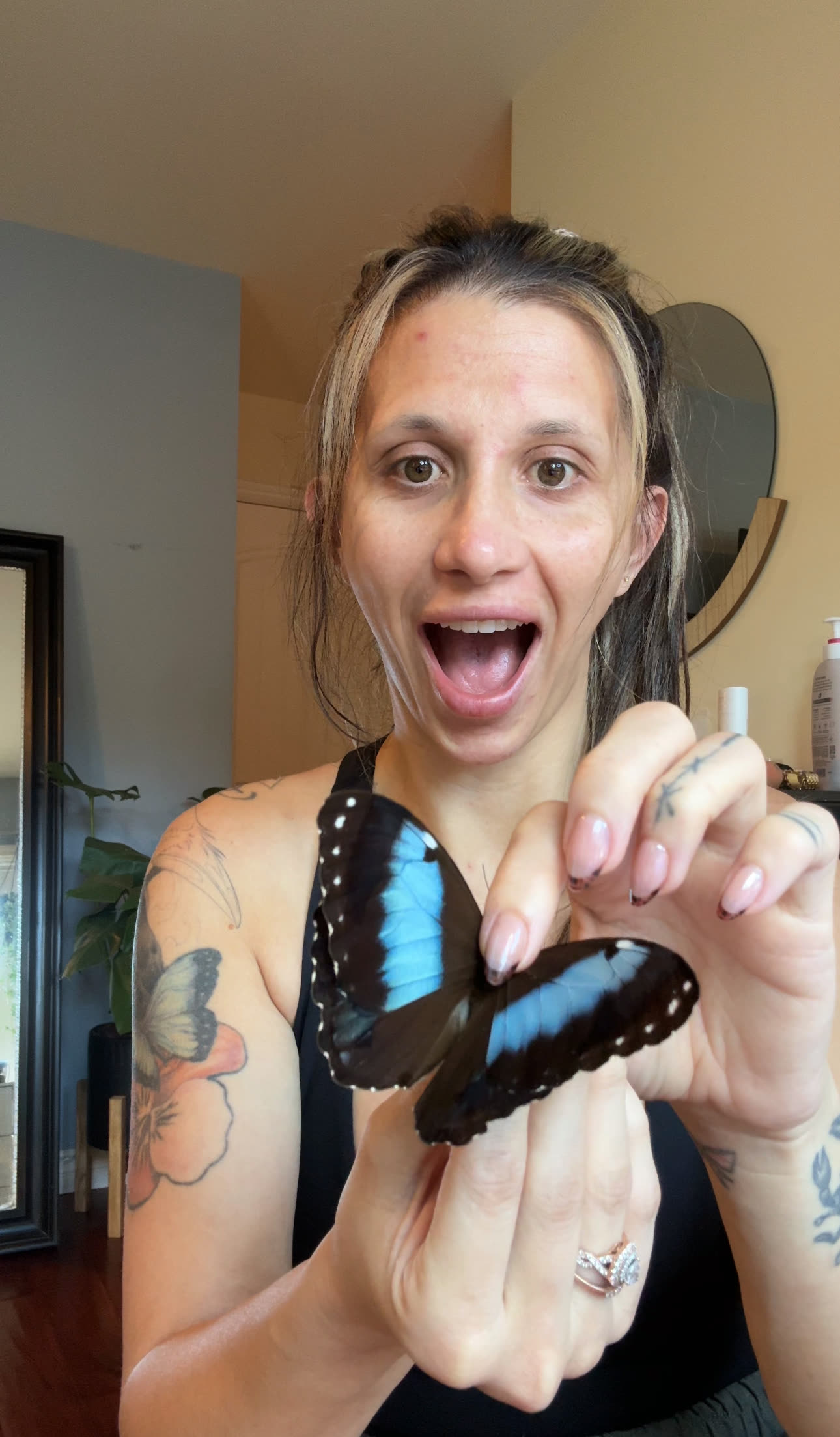 Rae with morpho butterfly